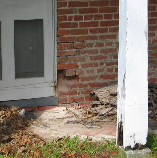 powder bricks and porch post